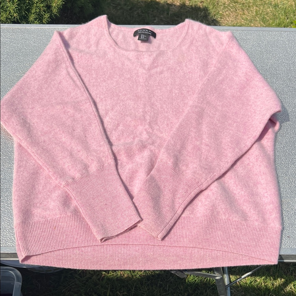 Tahari Blush Crew Neck Sweater